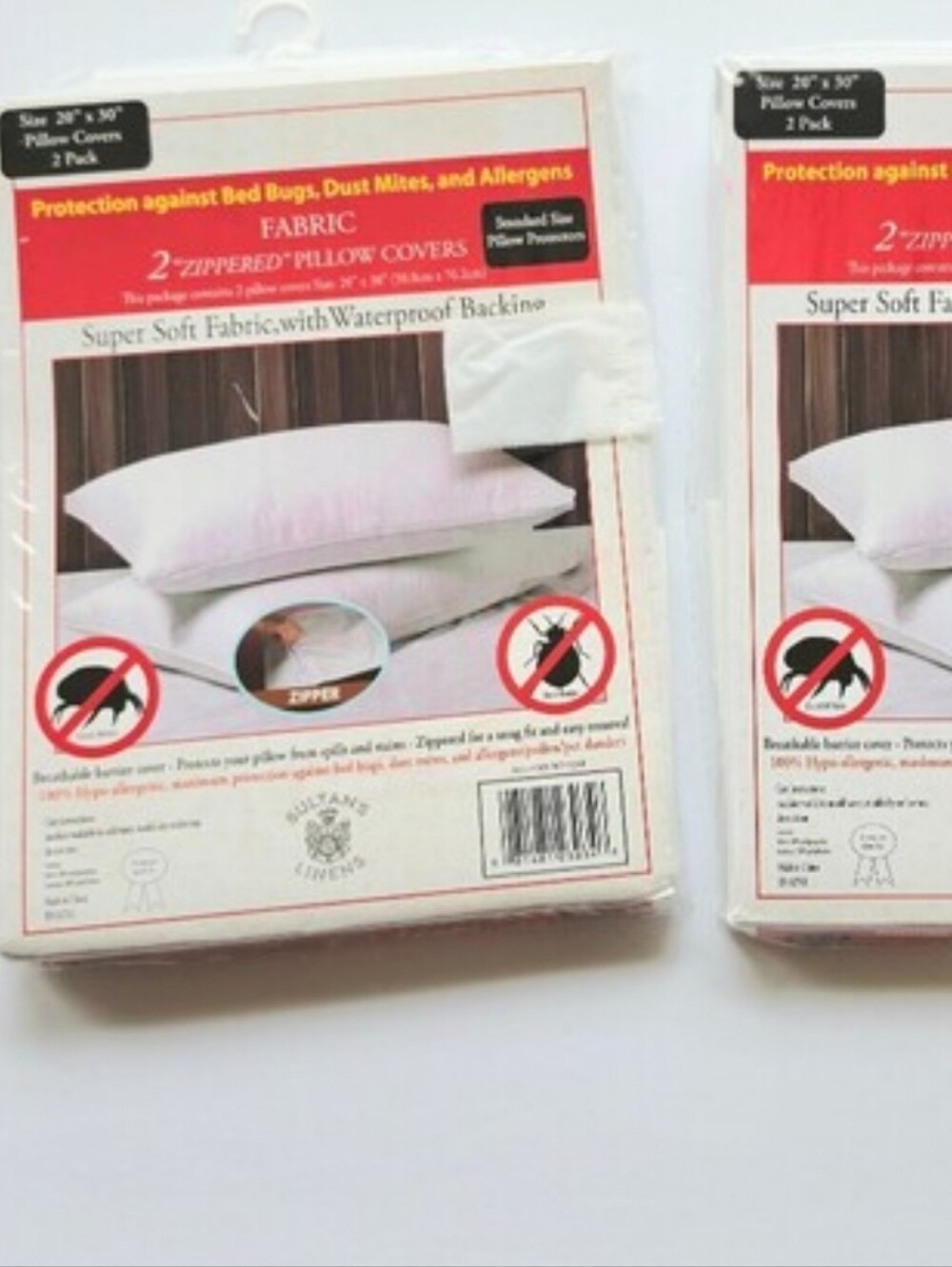 Set Of 4 Hypoallergenic Zippered Pillow Protectors